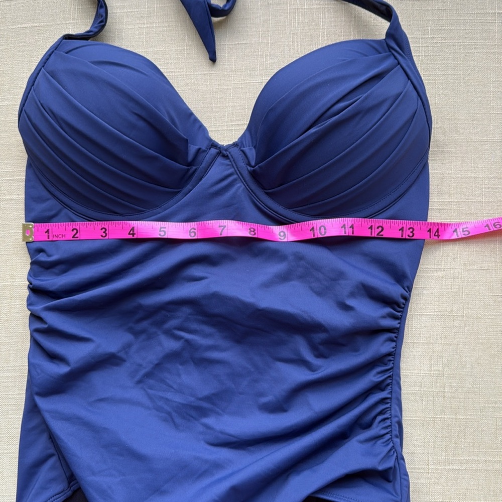 NWT! Cupshe Navy Blue Halter One-Piece Swimsuit - Picture 5 of 6